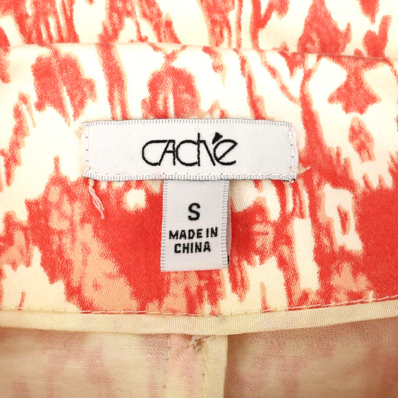 Cache Jacket Womens Small Ivory Orange Stretch Cotton Pockets Snaps Career - Picture 3 of 15